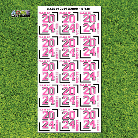 ACME Yard Cards Full Sheet - Graduation – Senior Class of 2024 - Pink