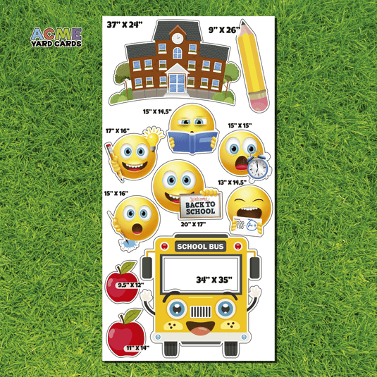 ACME Yard Cards Full Sheet - Theme – Back to School Emoji