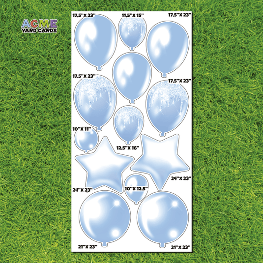 ACME Yard Cards Full Sheet - Theme - Balloons and Stars in Baby Blue
