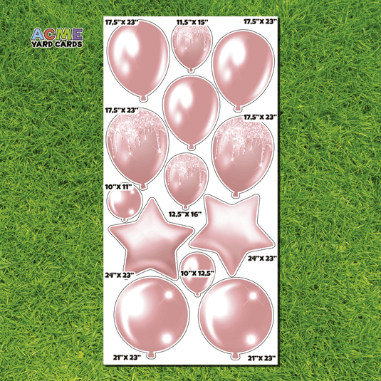 ACME Yard Cards Full Sheet - Theme - Balloons and Stars in Baby Pink