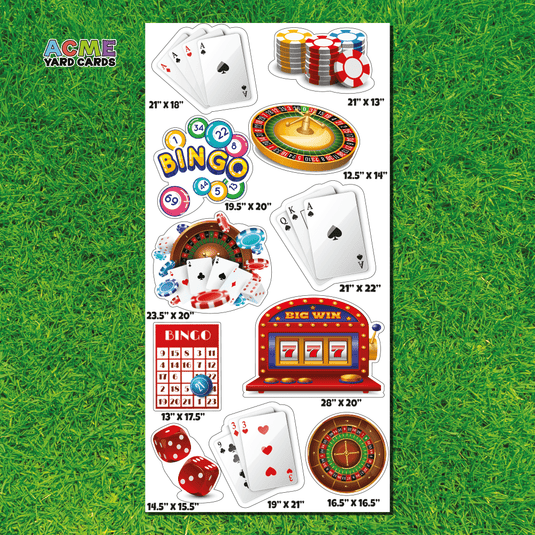 ACME Yard Cards Full Sheet - Theme - Casino / Bingo Night