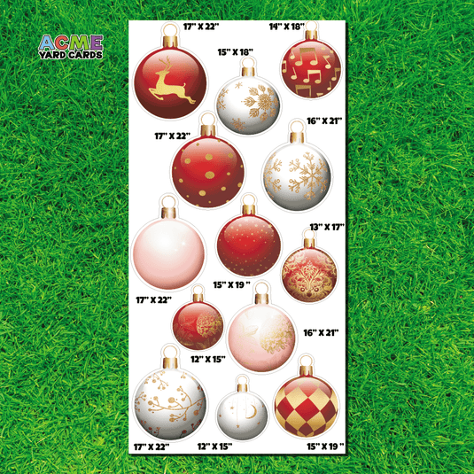ACME Yard Cards Full Sheet - Theme - Christmas Ornaments Multicolor