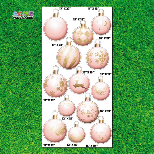 ACME Yard Cards Full Sheet - Theme - Christmas Ornaments Pink