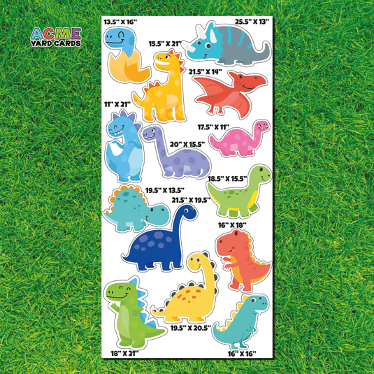 ACME Yard Cards Full Sheet - Theme - Colorful Dinosaurs II