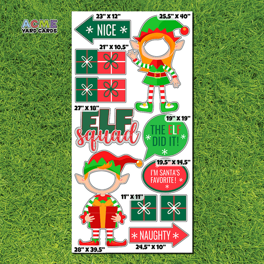 ACME Yard Cards Full Sheet - Theme – Elf Squad – Light Skin Tone/Red Hair