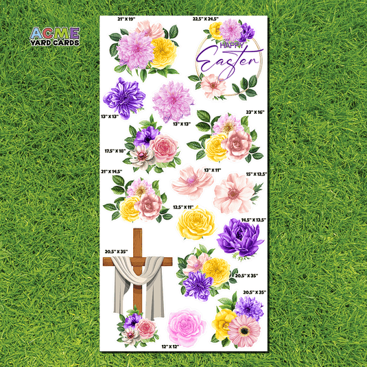 ACME Yard Cards Full Sheet - Theme – Happy Easter Cross – Garden Collection