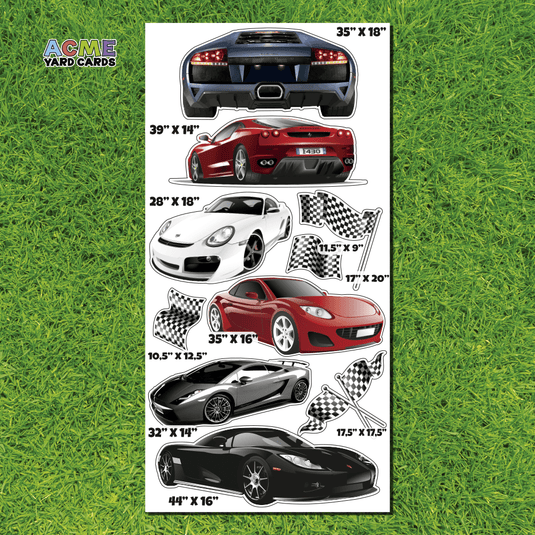 ACME Yard Cards Full Sheet - Theme - Luxury Sports Cars