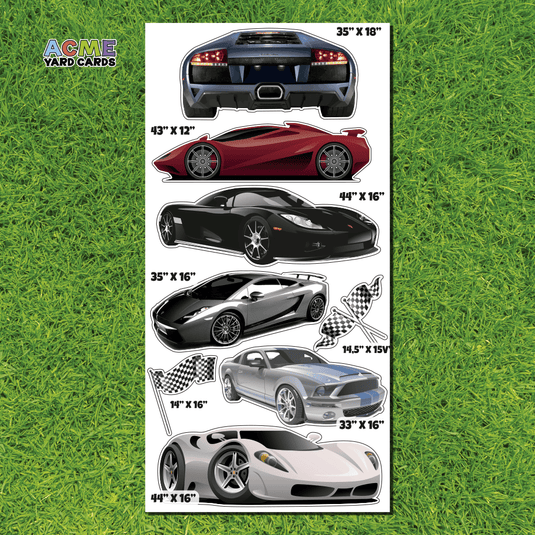 ACME Yard Cards Full Sheet - Theme - Luxury Sports Cars II