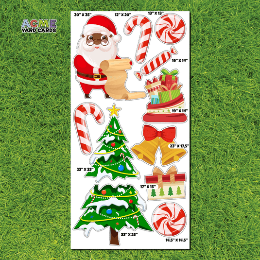 ACME Yard Cards Full Sheet - Theme – Santa and Tree Dark Skin Tone