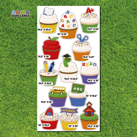 ACME Yard Cards Full Sheet - Theme – School Cupcakes