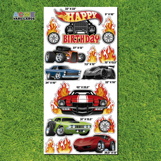 ACME Yard Cards Full Sheet - Theme – Toy Cars Birthday Set