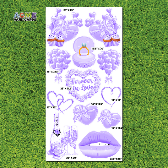 ACME Yard Cards Full Sheet - Theme – Will you Marry Me? - Purple