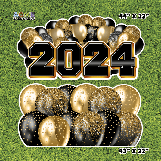 ACME Yard Cards Half Sheet - Balloons – 2024 Black and Gold Balloons