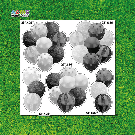 ACME Yard Cards Half Sheet - Balloons - Black & White Balloon Bouquets