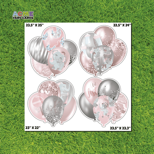 ACME Yard Cards Half Sheet - Balloons - Bundles Baby Elephant Girl II