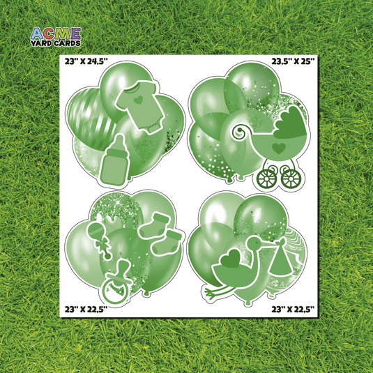 ACME Yard Cards Half Sheet - Balloons - Bundles Baby Green I
