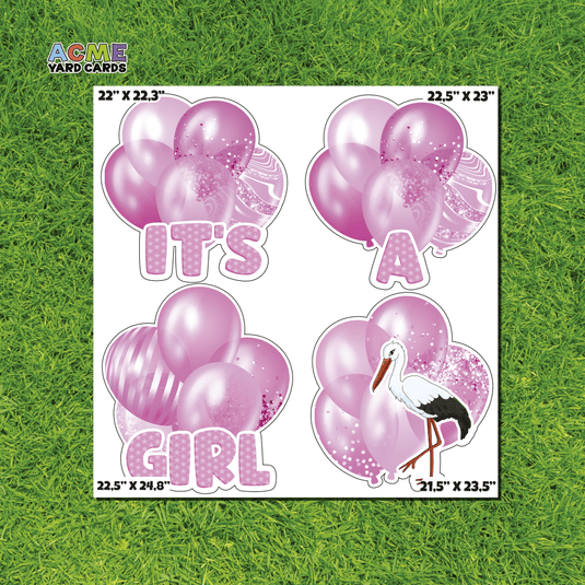 ACME Yard Cards Half Sheet - Balloons - Bundles Baby Its a Girl