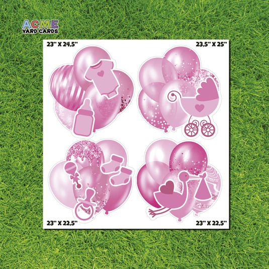 ACME Yard Cards Half Sheet - Balloons - Bundles Baby Pink I