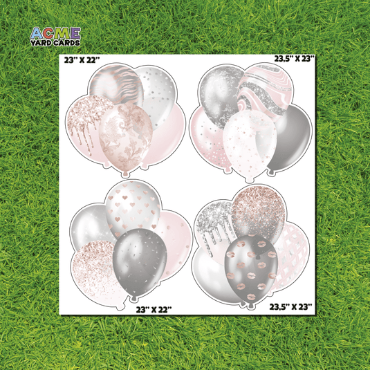 ACME Yard Cards Half Sheet - Balloons - Bundles Blush & Silver