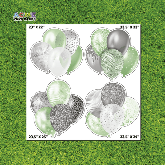 ACME Yard Cards Half Sheet - Balloons - Bundles Mint Green & Silver