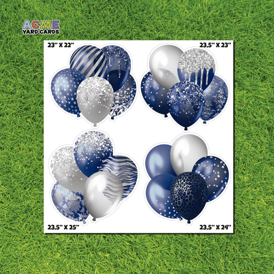 ACME Yard Cards Half Sheet - Balloons - Bundles Navy Blue & Silver