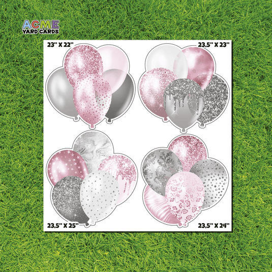 ACME Yard Cards Half Sheet - Balloons - Bundles Pink and Silver