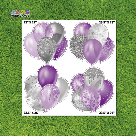 ACME Yard Cards Half Sheet - Balloons - Bundles Purple & Silver