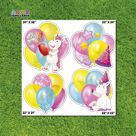 ACME Yard Cards Half Sheet - Balloons - Bundles Unicorns VIII