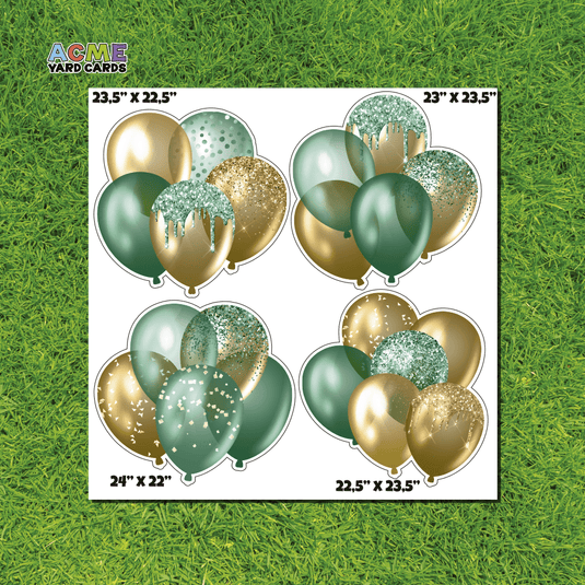 ACME Yard Cards Half Sheet - Balloons - Emerald Green and Gold Balloon Bundles