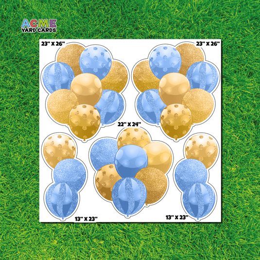 ACME Yard Cards Half Sheet - Balloons - Gold & Blue Balloon Bouquets