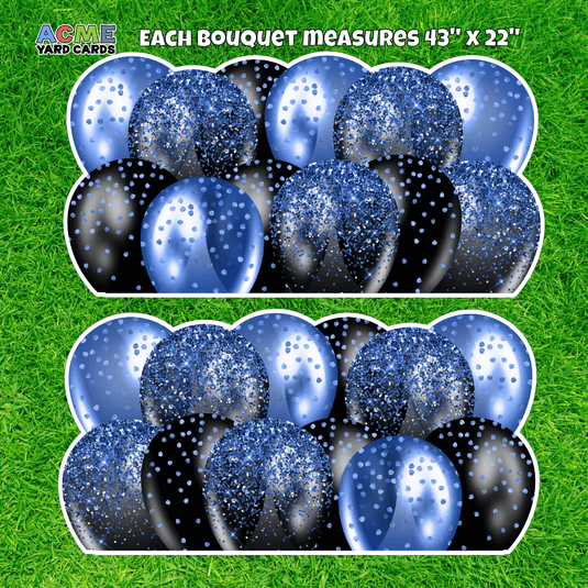 ACME Yard Cards Half Sheet - Balloons - Panels - Cut Black and Blue Glitter