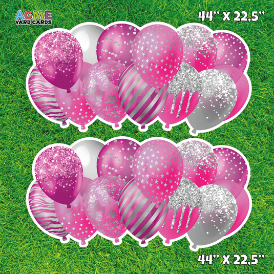 ACME Yard Cards Half Sheet - Balloons - Panels - Hot Pink & Silver II