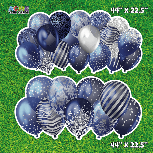 ACME Yard Cards Half Sheet - Balloons - Panels - Navy Blue & Silver III