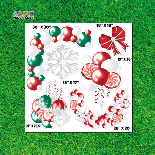 ACME Yard Cards Half Sheet - Balloons - Peppermint Christmas Balloons I