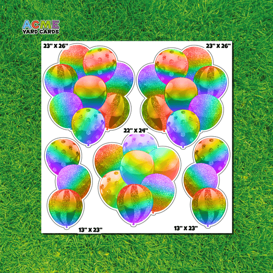 ACME Yard Cards Half Sheet - Balloons - Rainbow Balloon Bouquets