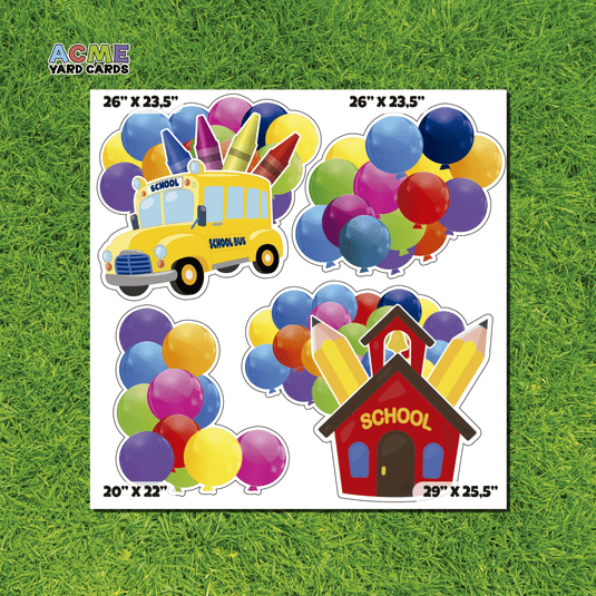 ACME Yard Cards Half Sheet - Balloons – School Bus & School Building Balloons