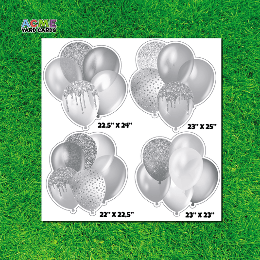 ACME Yard Cards Half Sheet - Balloons - Silver Balloon Bundles