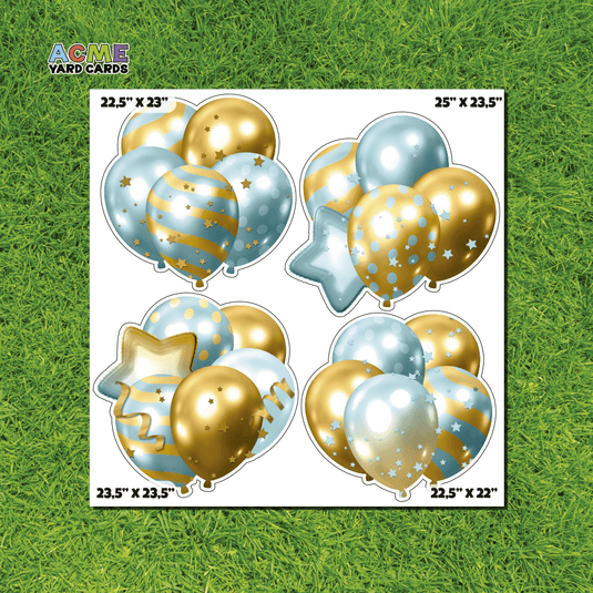 ACME Yard Cards Half Sheet - Balloons - Turquoise & Gold Balloons and Stars Bundles