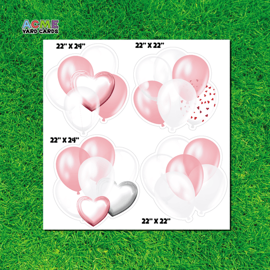 ACME Yard Cards Half Sheet - Balloons - Valentine Balloon Bundles Pink and White I
