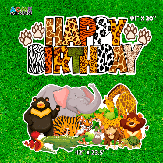 ACME Yard Cards Half Sheet - Birthday - Happy Birthday Safari Animals