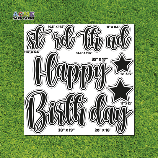 ACME Yard Cards Half Sheet - Birthday – Happy Birthday Script in Black – Solid