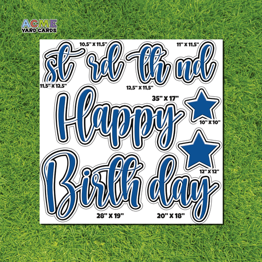 ACME Yard Cards Half Sheet - Birthday – Happy Birthday Script in Blue – Solid