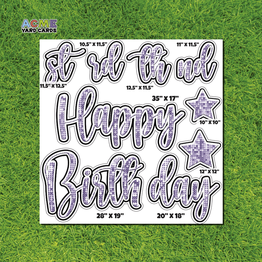 ACME Yard Cards Half Sheet - Birthday – Happy Birthday Script in Lavender – Sequin