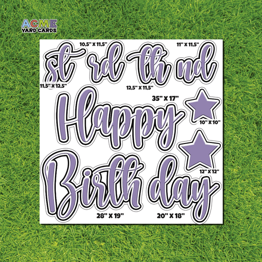 ACME Yard Cards Half Sheet - Birthday – Happy Birthday Script in Lavender – Solid