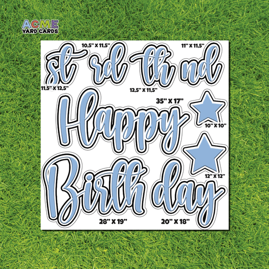 ACME Yard Cards Half Sheet - Birthday – Happy Birthday Script in Light Blue – Solid