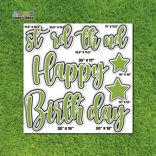 ACME Yard Cards Half Sheet - Birthday – Happy Birthday Script in Light Green – Solid