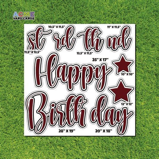 ACME Yard Cards Half Sheet - Birthday – Happy Birthday Script in Maroon – Solid