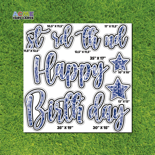 ACME Yard Cards Half Sheet - Birthday – Happy Birthday Script in Navy Blue – Sequin
