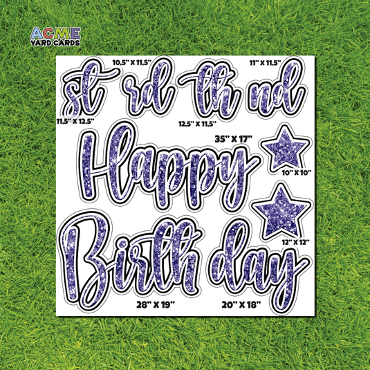 ACME Yard Cards Half Sheet - Birthday – Happy Birthday Script in Purple – Glitter