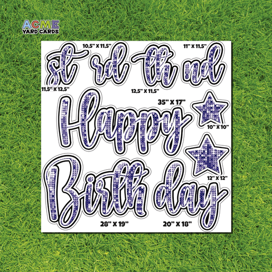 ACME Yard Cards Half Sheet - Birthday – Happy Birthday Script in Purple – Sequin